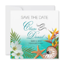 Aloha Beach Plumeria Frangipani Save the Date