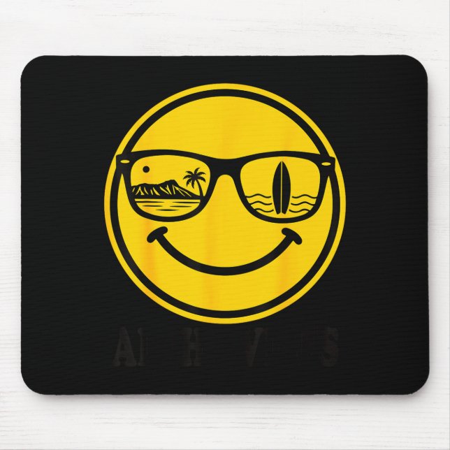 Aloha beach smile face hawaii surf ocean summer mouse pad (Front)