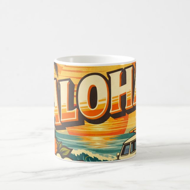 Aloha Beach Sunset Island  Coffee Mug (Center)