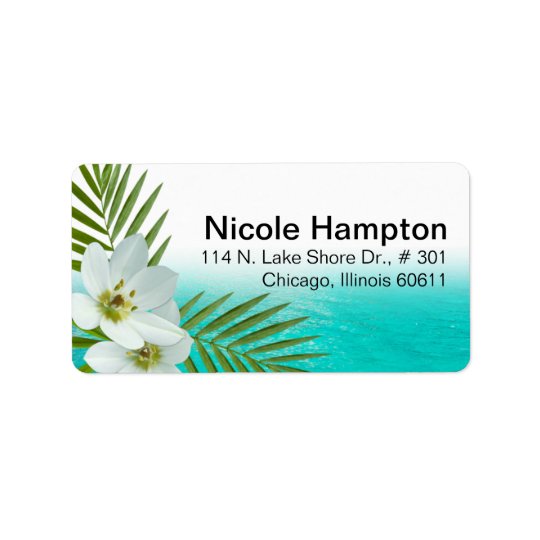 Aloha Beach Tropical Flowers Address Label