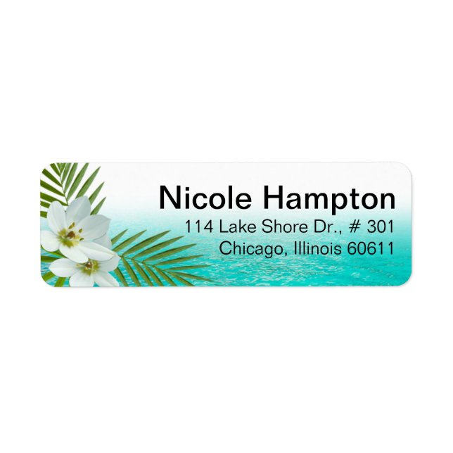 Aloha Beach Tropical Flowers Return Address Label (Front)