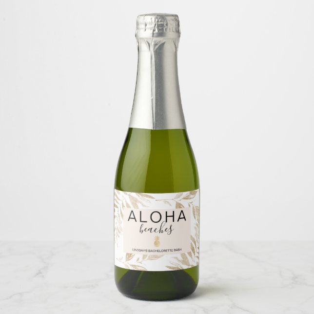 Aloha Beaches Bachelorette Sparkling Wine Label (Front)