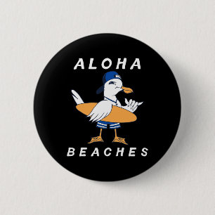 Aloha Beaches Funny Seagull Matching Family Beach 6 Cm Round Badge