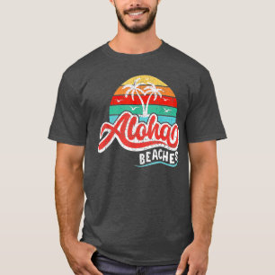 Aloha Beaches Funny Tropical Beach Retro Palm Tree T-Shirt