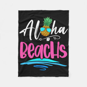 Aloha Beaches Hawaii Hawaiian Pineapple Cute Beach Fleece Blanket