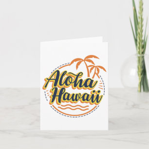 Aloha Beaches Hawaii Palms Vintage Surfer Shirt Card