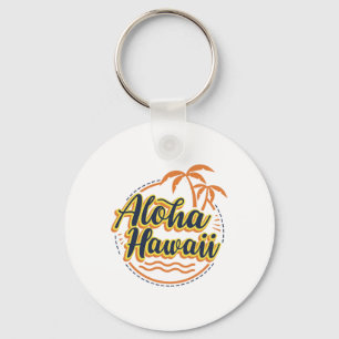 Aloha Beaches Hawaii Palms Vintage Surfer Shirt Key Ring