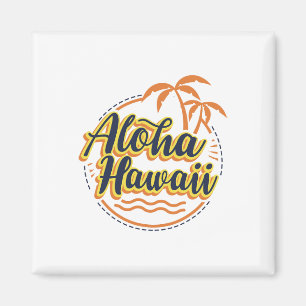 Aloha Beaches Hawaii Palms Vintage Surfer Shirt Magnet