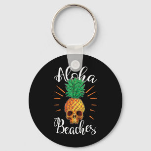 Aloha Beaches Hawaii Pineapple Skull Vacation Shir Key Ring