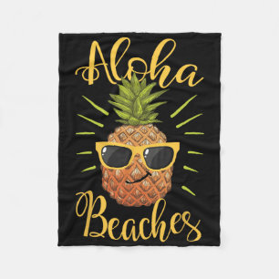 Aloha Beaches Hawaii Pineapple Sungles Travel Tee1 Fleece Blanket