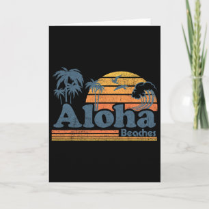 Aloha Beaches Hawaii Vintage Beach Surfing Retro H Card