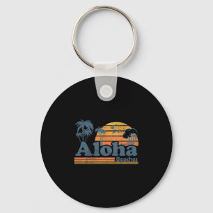 Aloha Beaches Hawaii Vintage Beach Surfing Retro H Key Ring