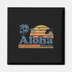 Aloha Beaches Hawaii Vintage Beach Surfing Retro H Magnet