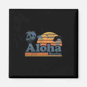 Aloha Beaches Hawaii Vintage Beach Surfing Retro H Magnet