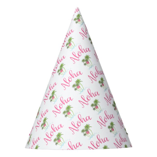 Aloha-Beaches Hawaiian Style Party Fun Party Hat (Front)