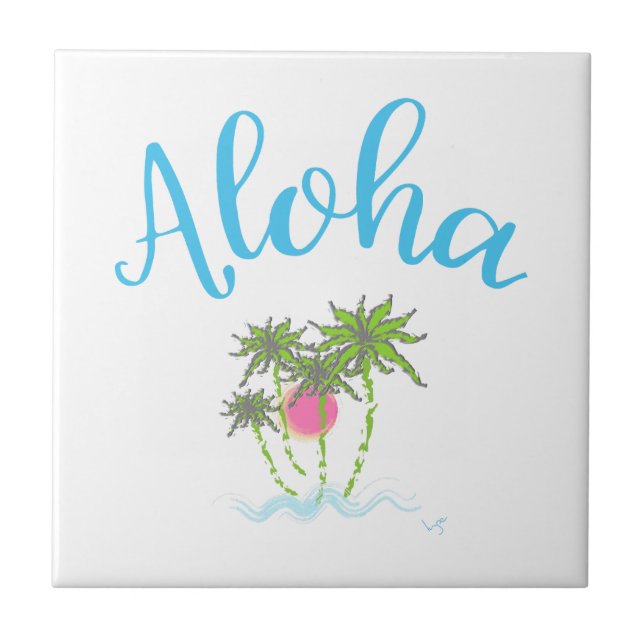 Aloha Beaches Hawaiian Style Summer Ceramic Tile (Front)