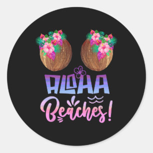 Aloha Beaches Hawaiian Tropical Coconut Bra  Classic Round Sticker