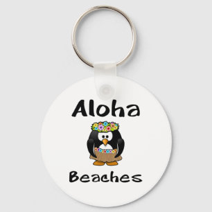 Aloha Beaches Penguin Hula Dance Funny T Shirt  Key Ring