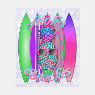 Aloha Beaches Pineapple Fleece Blanket