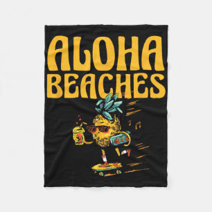Aloha Beaches Pineapple Lover Tropical Fruit Fleece Blanket
