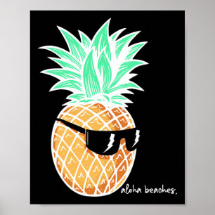 Aloha Beaches Pineapple Summer Beach Tropical Vaca Poster