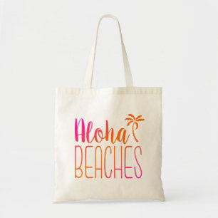 Aloha Beaches   Pink and Orange Tote Bag