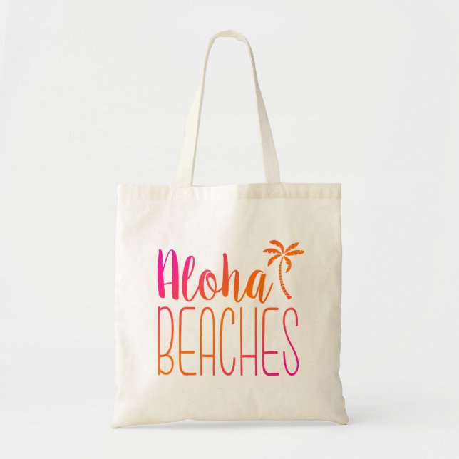 Aloha Beaches | Pink and Orange Tote Bag (Front)