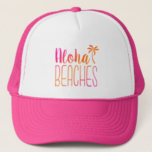 Aloha Beaches   Pink and Orange Trucker Hat