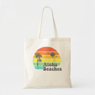 Aloha Beaches Retro Beach Vacation Summer Quote Wo Tote Bag