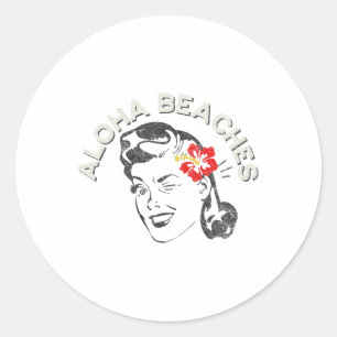 Aloha Beaches Retro Vintage Style Hawaii Vacation1 Classic Round Sticker