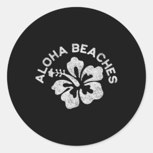 Aloha Beaches Retro Vintage Style Hawaii Vacation Classic Round Sticker