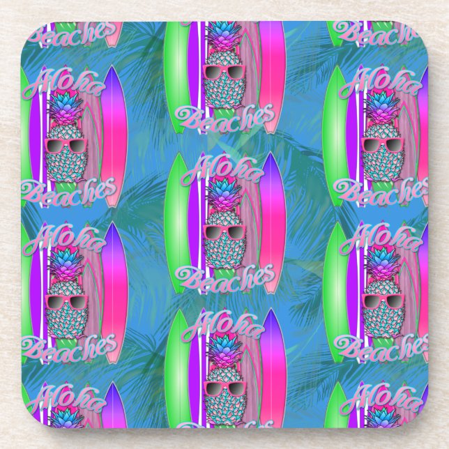 Aloha Beaches Summer Surf Pineapple Coaster (Front)