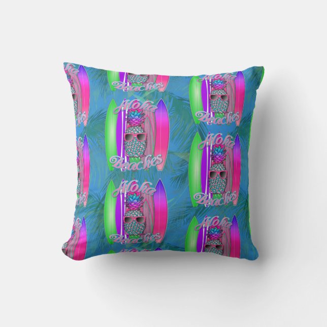 Aloha Beaches Summer Surf Pineapple Cushion (Front)