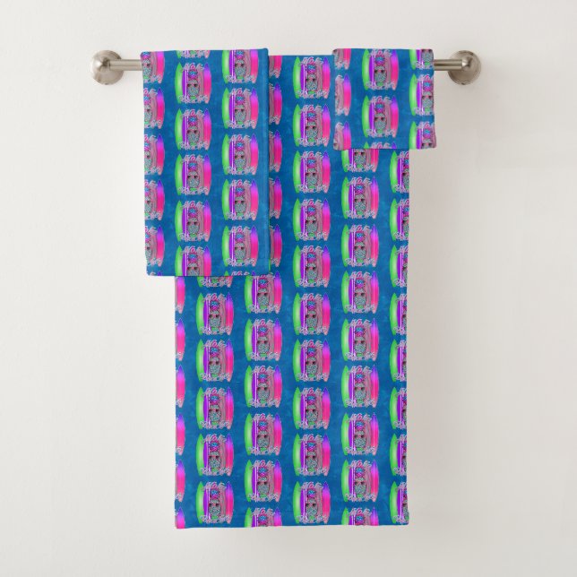Aloha Beaches Summer Surfing Pineapple Bath Towel Set (Insitu)