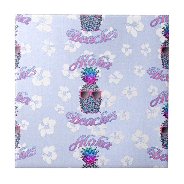 Aloha Beaches Tropical Pineapple Ceramic Tile (Front)