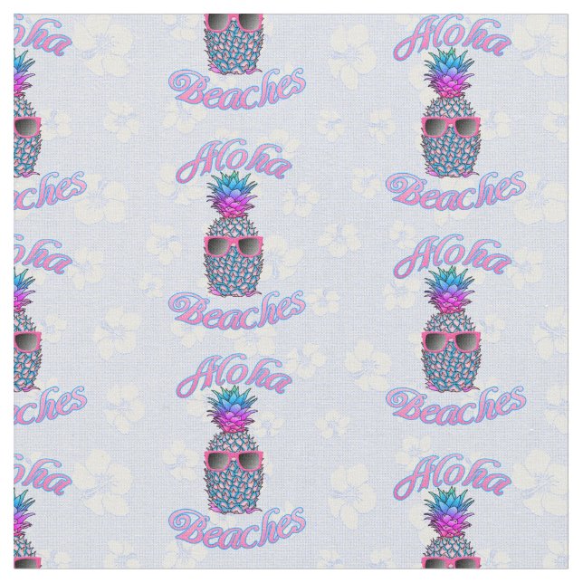 Aloha Beaches Tropical Pineapple Fabric (Close Up)