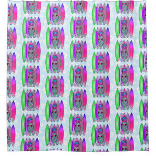 Aloha Beaches Tropical Surf Pineapple Shower Curtain