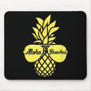Aloha Beaches Yellow Pineapple Gift Hawaii Sungles Mouse Pad