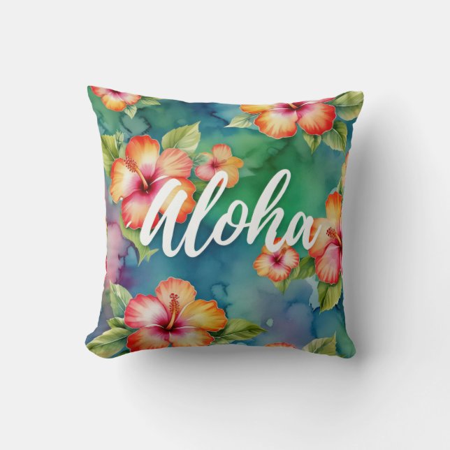 Aloha beautiful hibiscus flower pattern Hawaii  Cushion (Front)