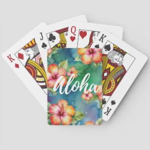 Aloha beautiful hibiscus flower pattern Hawaii Playing Cards