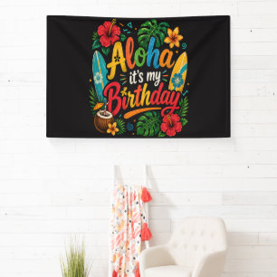 Aloha Birthday Hibiscus Hawaii Banner