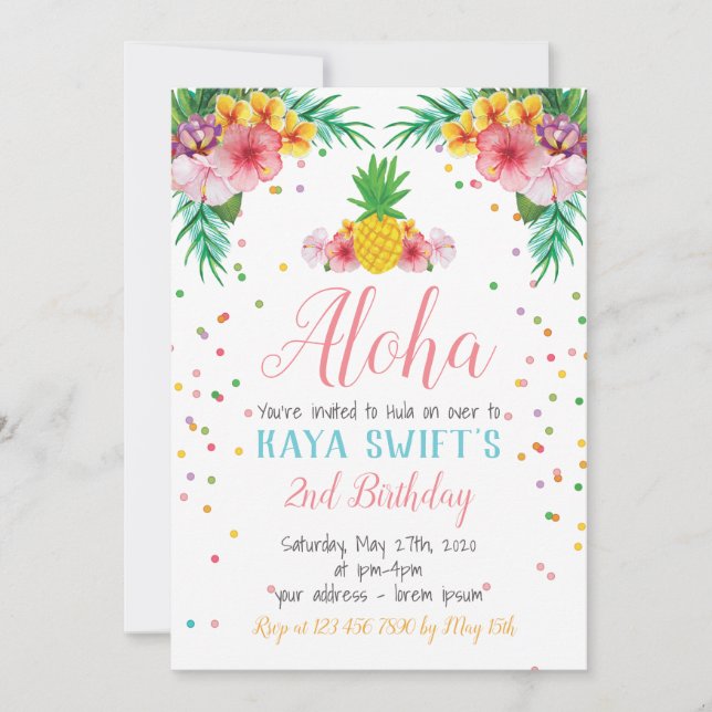 Aloha Birthday Invitation (Front)