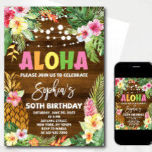 Aloha Birthday Invitation template Hawaiian Birthd