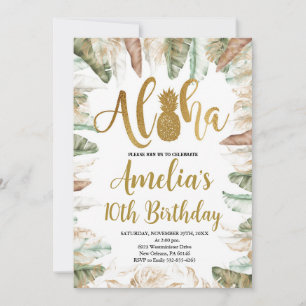 Aloha Birthday, Luau Birthday, Any Age, Tropical Invitation
