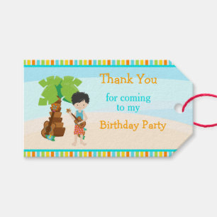Aloha Black Hair Boy Gift Tags