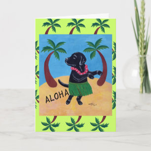 Aloha Black Labrador Card