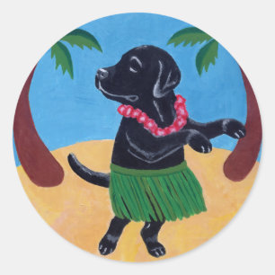 Aloha Black Labrador Classic Round Sticker