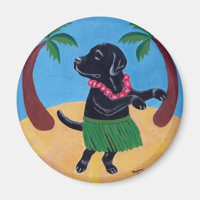 Aloha Black Labrador Magnet (Front)