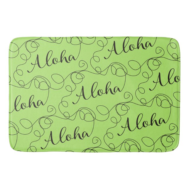 ALOHA black seamless pattern with LINES Bath Mat (Front)