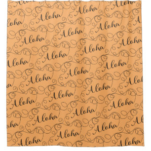 ALOHA black seamless pattern with LINES Shower Curtain